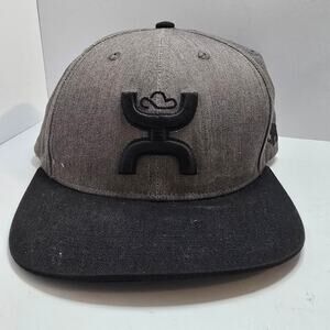 Hooey Snapback Hat Gray Black American Made Cap Co Western Rodeo Flat Bill